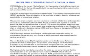 IFATSEA DEEPLY TROUBLED BY THE ATC SITUATION IN SPAIN