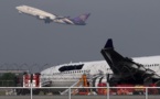 Thai Airways: Logo noirci après un dérapage hors de la piste à l'aéroport de Bankok